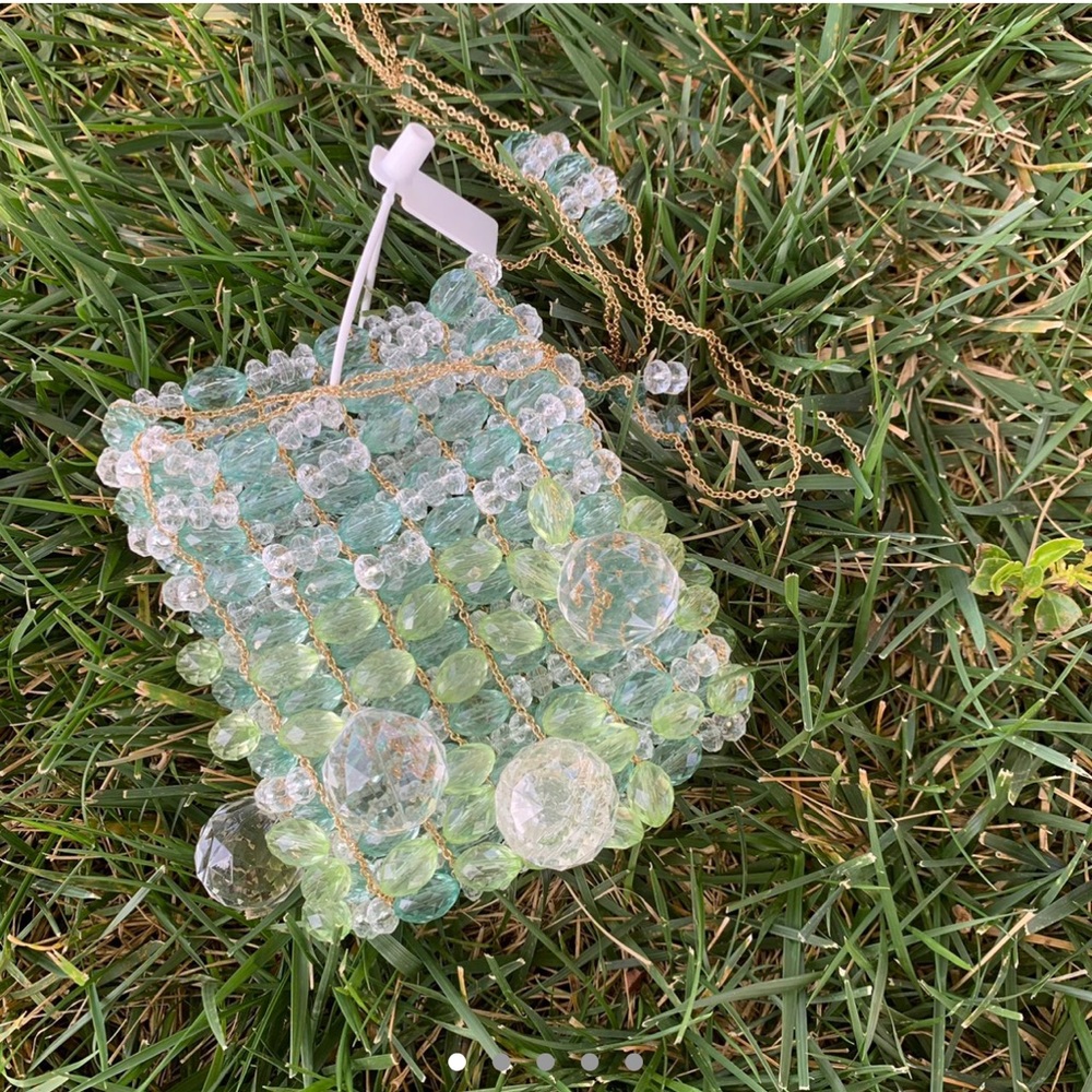 Jelly Glass Beaded Bubble Woven Sparkly crossbody Gold Chain Bag